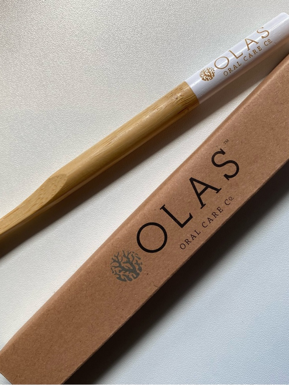 Bamboo Toothbrush - Natural Wood Handle, White Accent